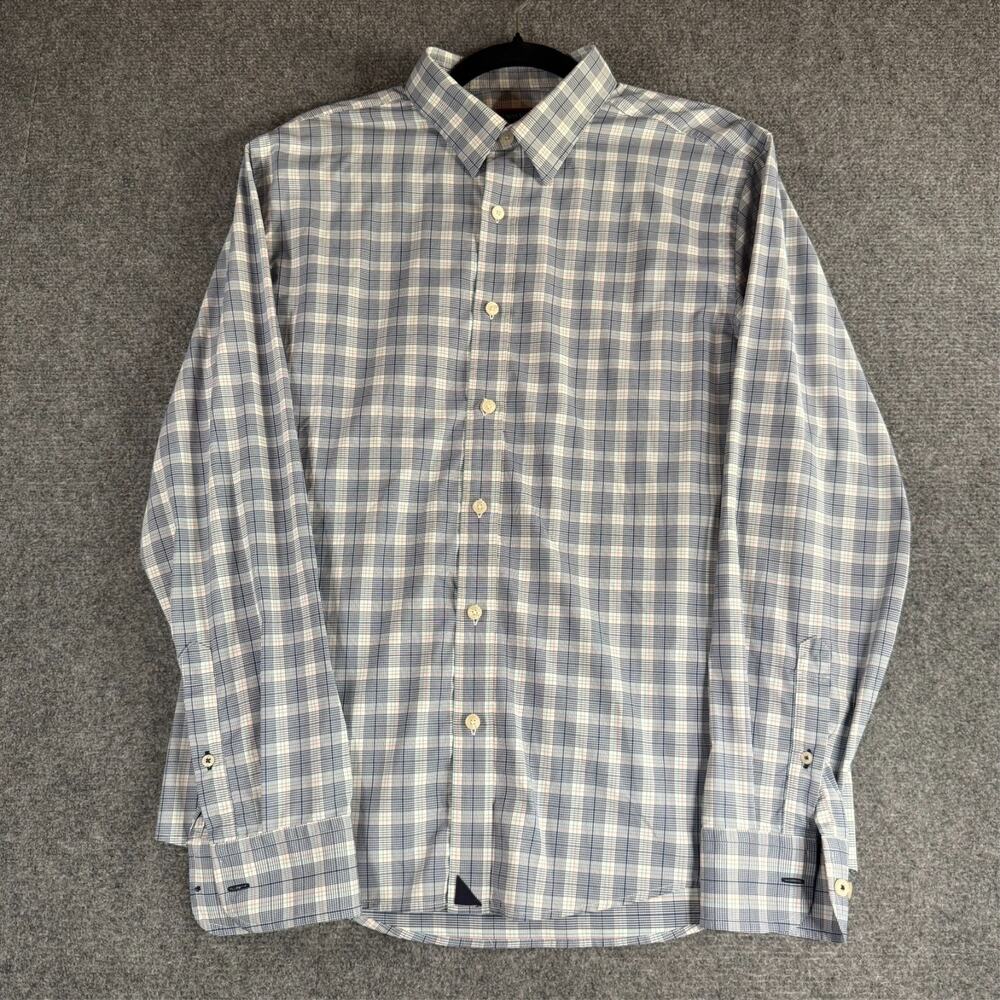 UNTUCKit Men's Large Slim Fit Blue Plaid Long Sleeve Button Up Shirt